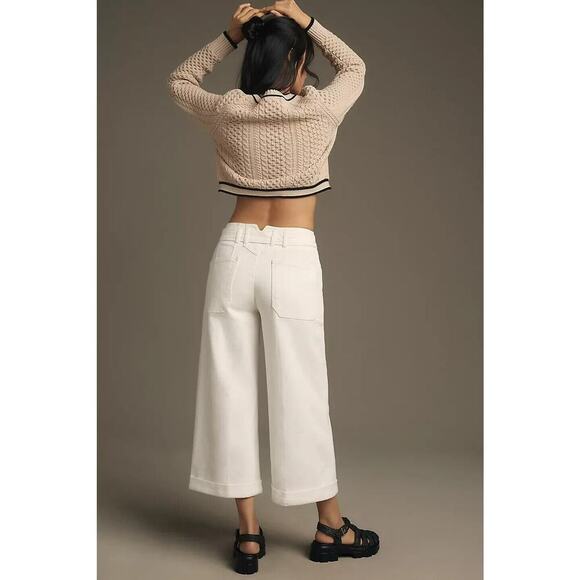 Anthropologie Maeve Cropped Ex High-Rise Wide-Leg Jeans Sz 23 Tall White #8D405 - Picture 3 of 14